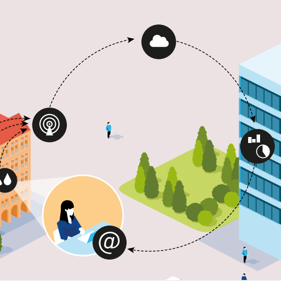 Illustration représentant une ville connectée